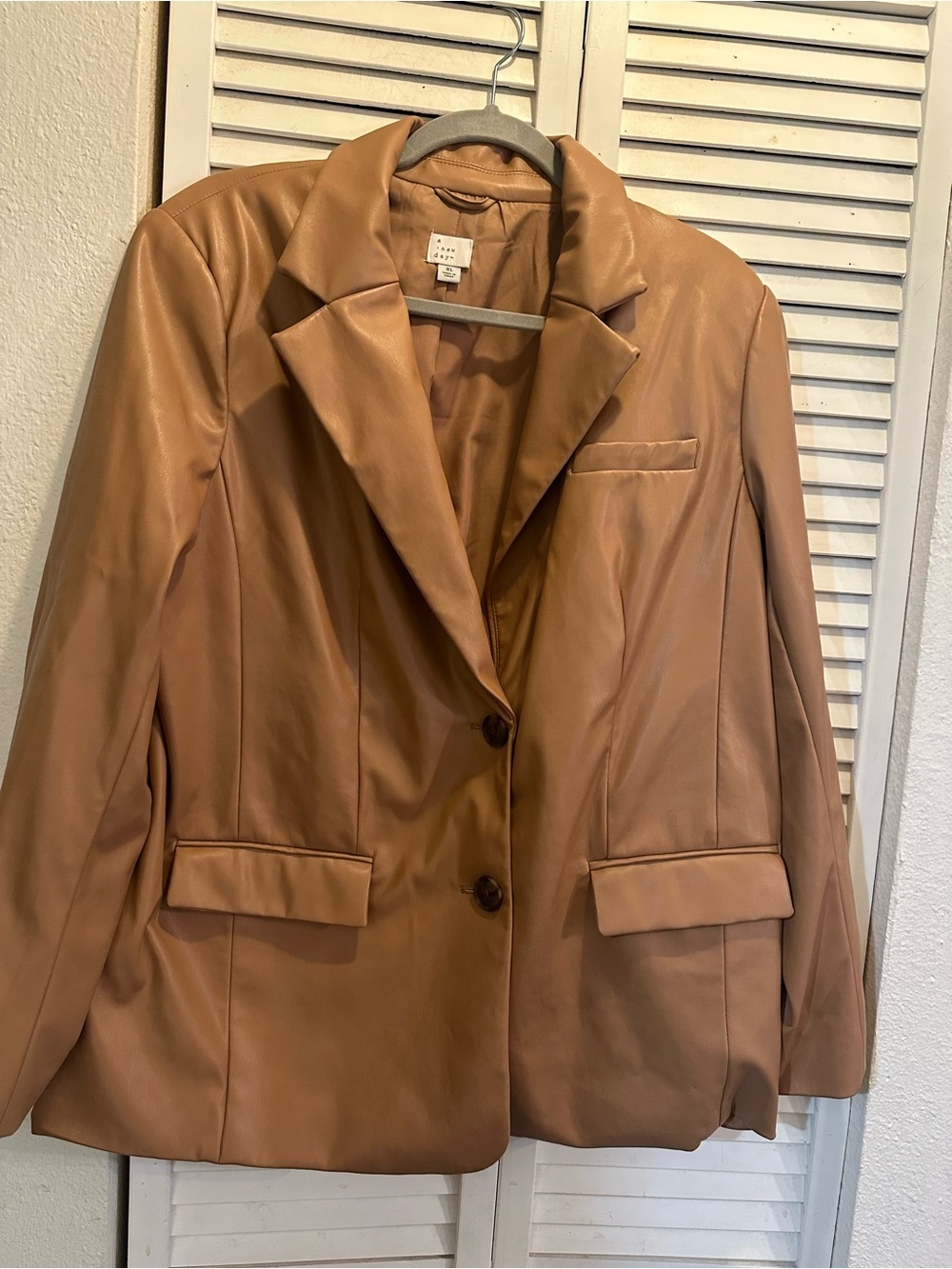 a new day Tan Faux Leather Blazer Jacket